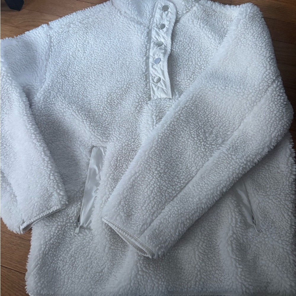 Athleta White Fleece Quarter-Zip